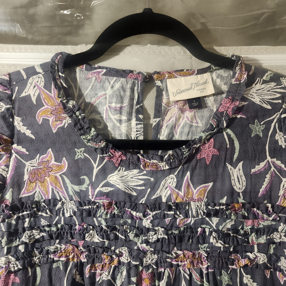 Universal Thread Navy Floral Maxi Dress with Pink and Cream Flowers - Picture 3 of 6